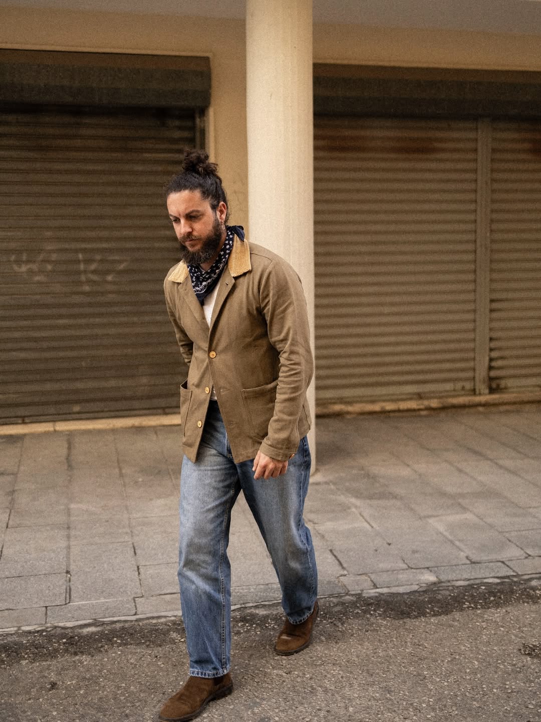Chaqueta de trabajo de sarga de algodón francesa de pana