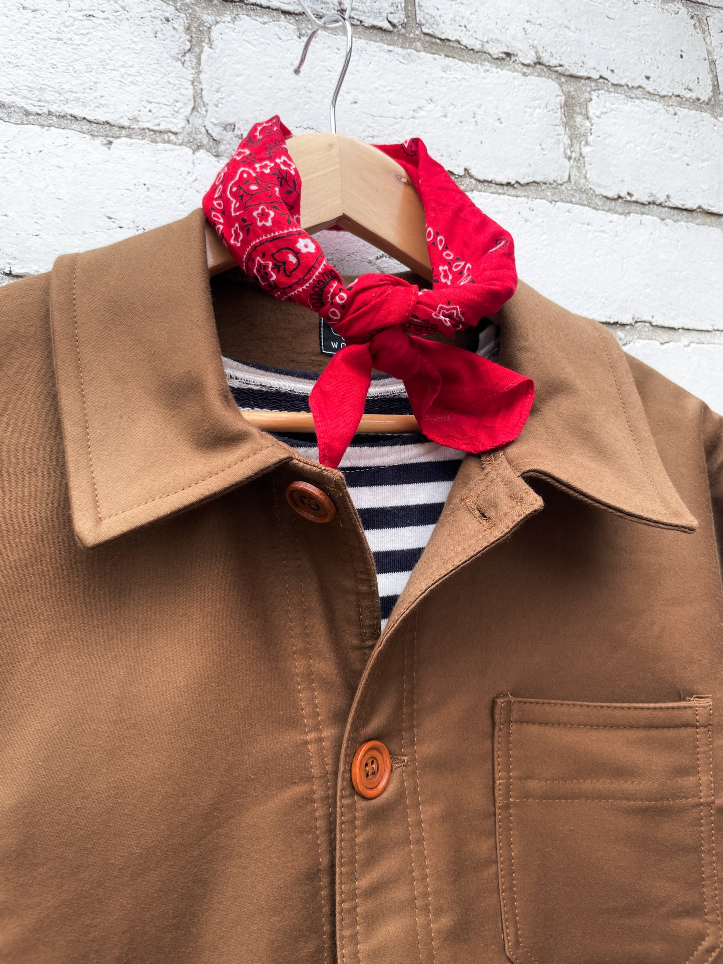 French Chore Jacket Moleskin Tan Brown