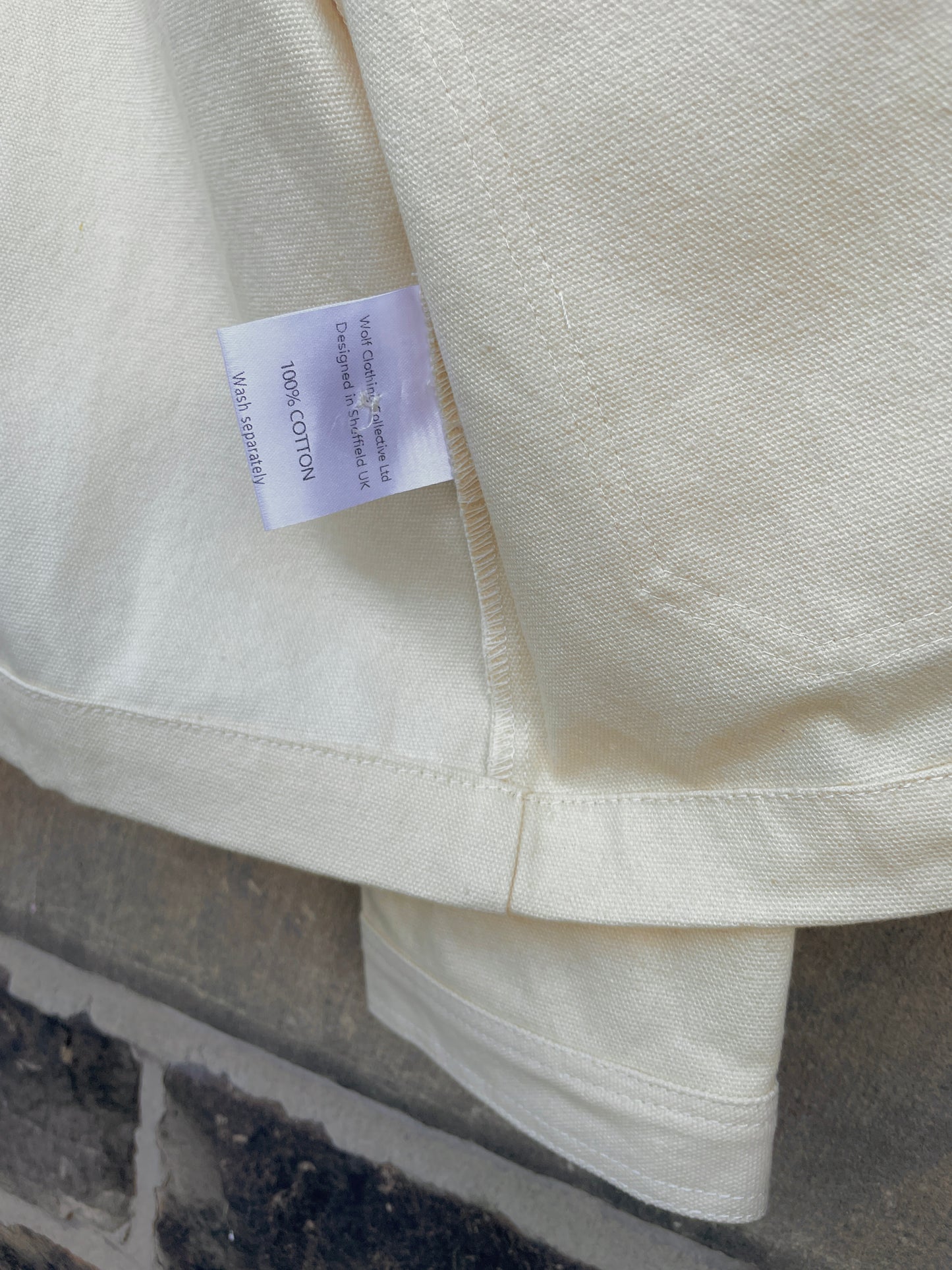 Ecrufarbene Arbeitsjacke aus Baumwollcanvas im 60er-Jahre-Stil