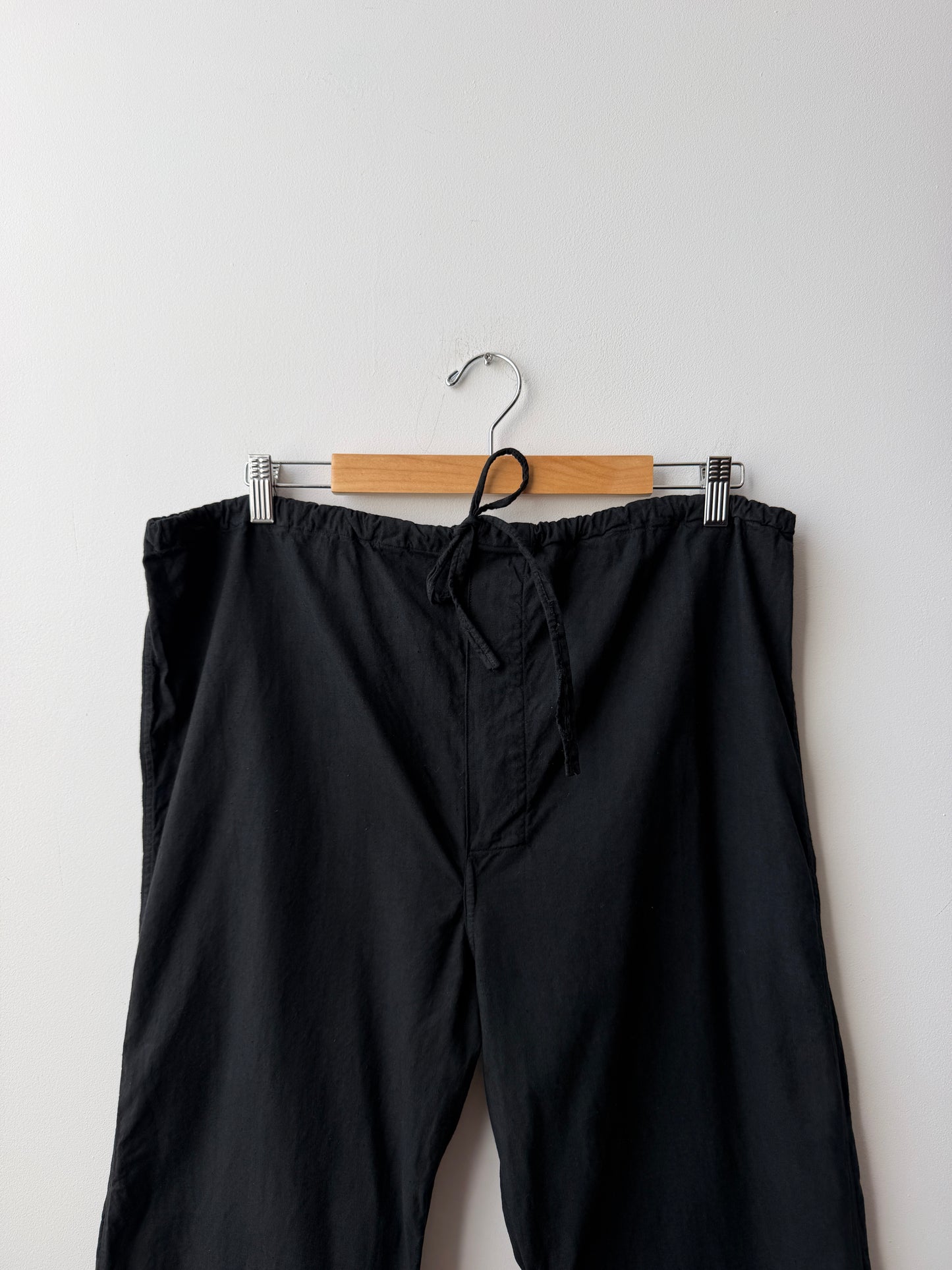 Vintage Cotton Drawstring Black Military Pants Reworked
