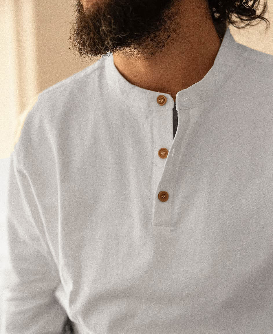 Kragenloses Grandad-Hemd aus Bio-Baumwolle