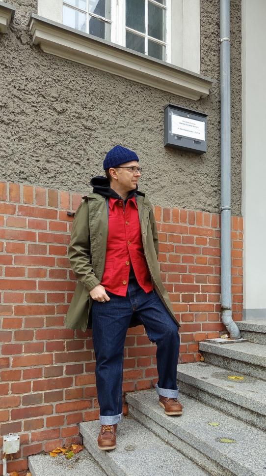 Berry Red French Chore Jacket Moleskin