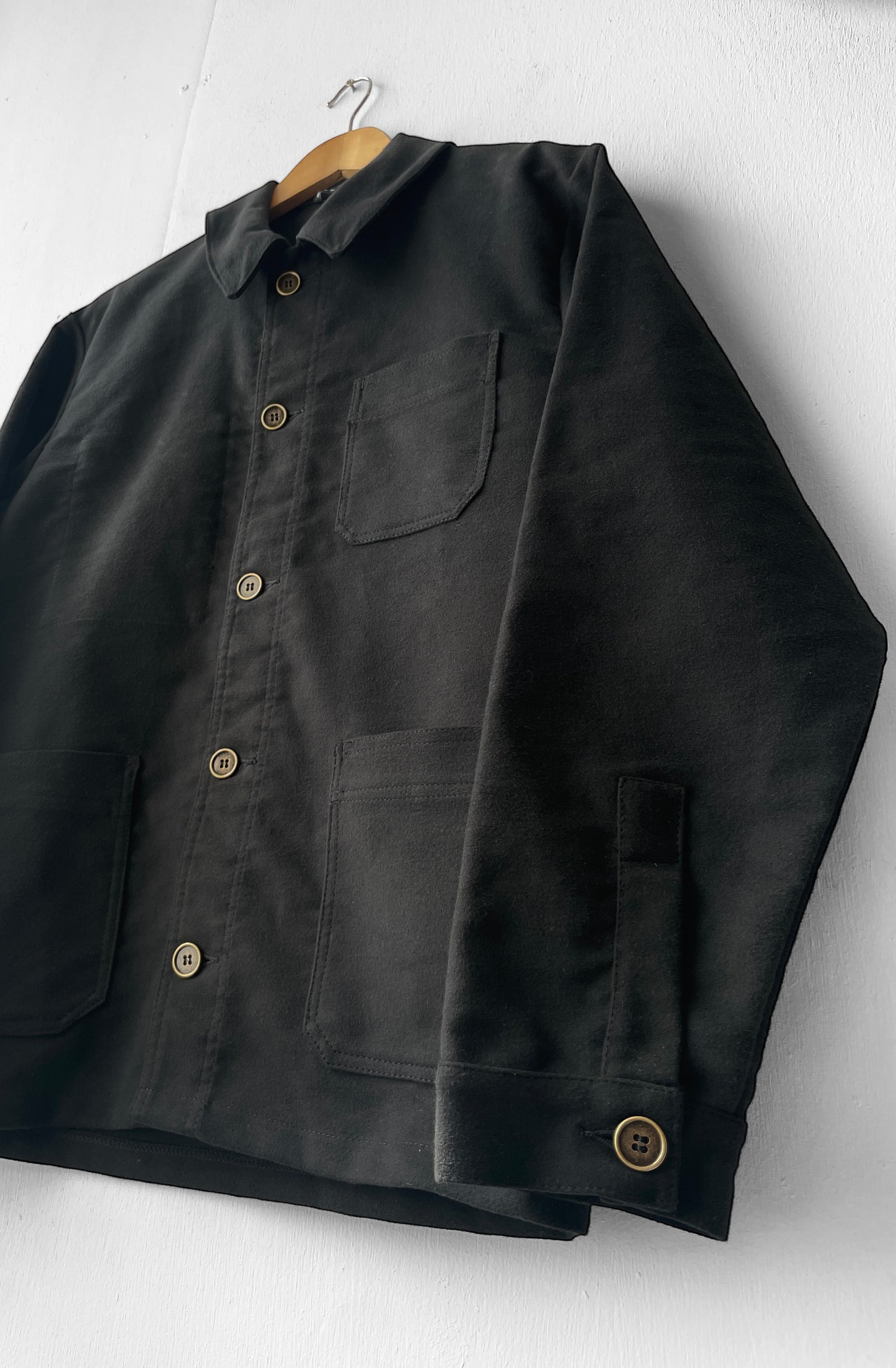 Black French Moleskin Chore Jacket Made In England