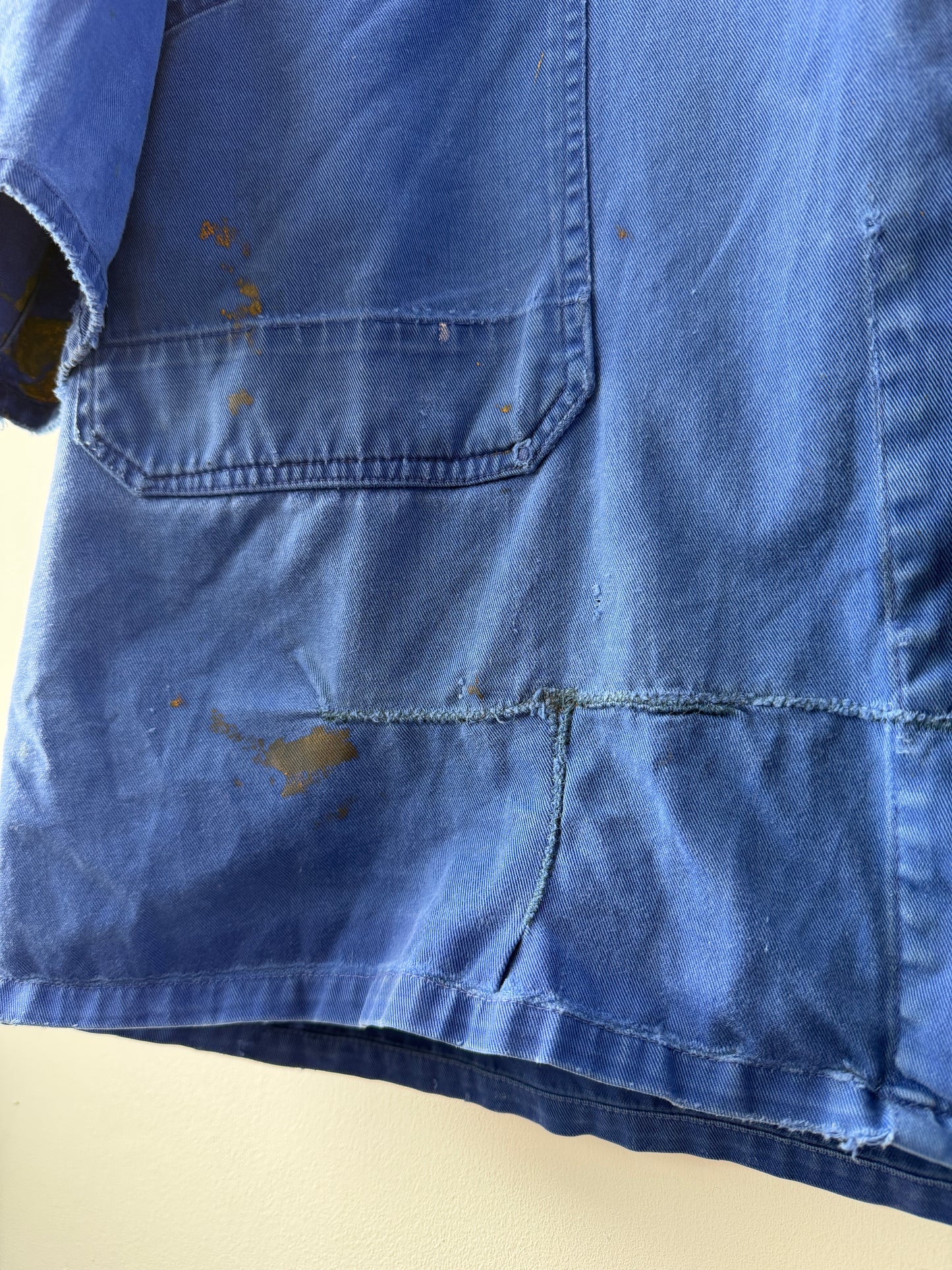Vintage Repaired Blue Duster Workwear Coat