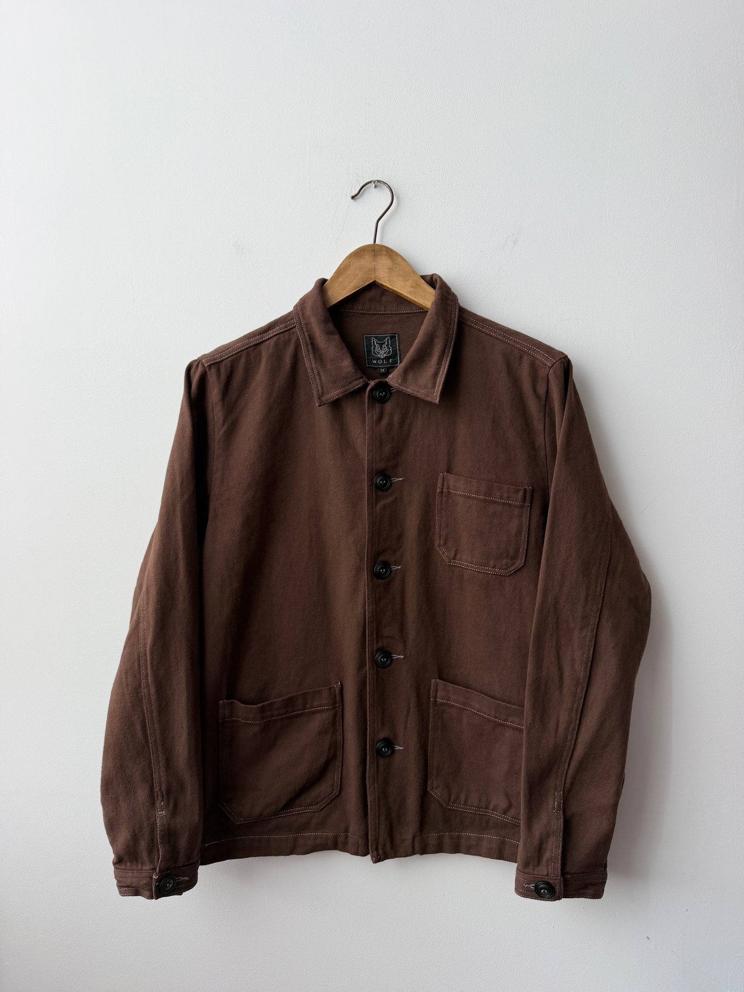 Brown French Chore Jacket 60s Style Cotton Twill Reworked