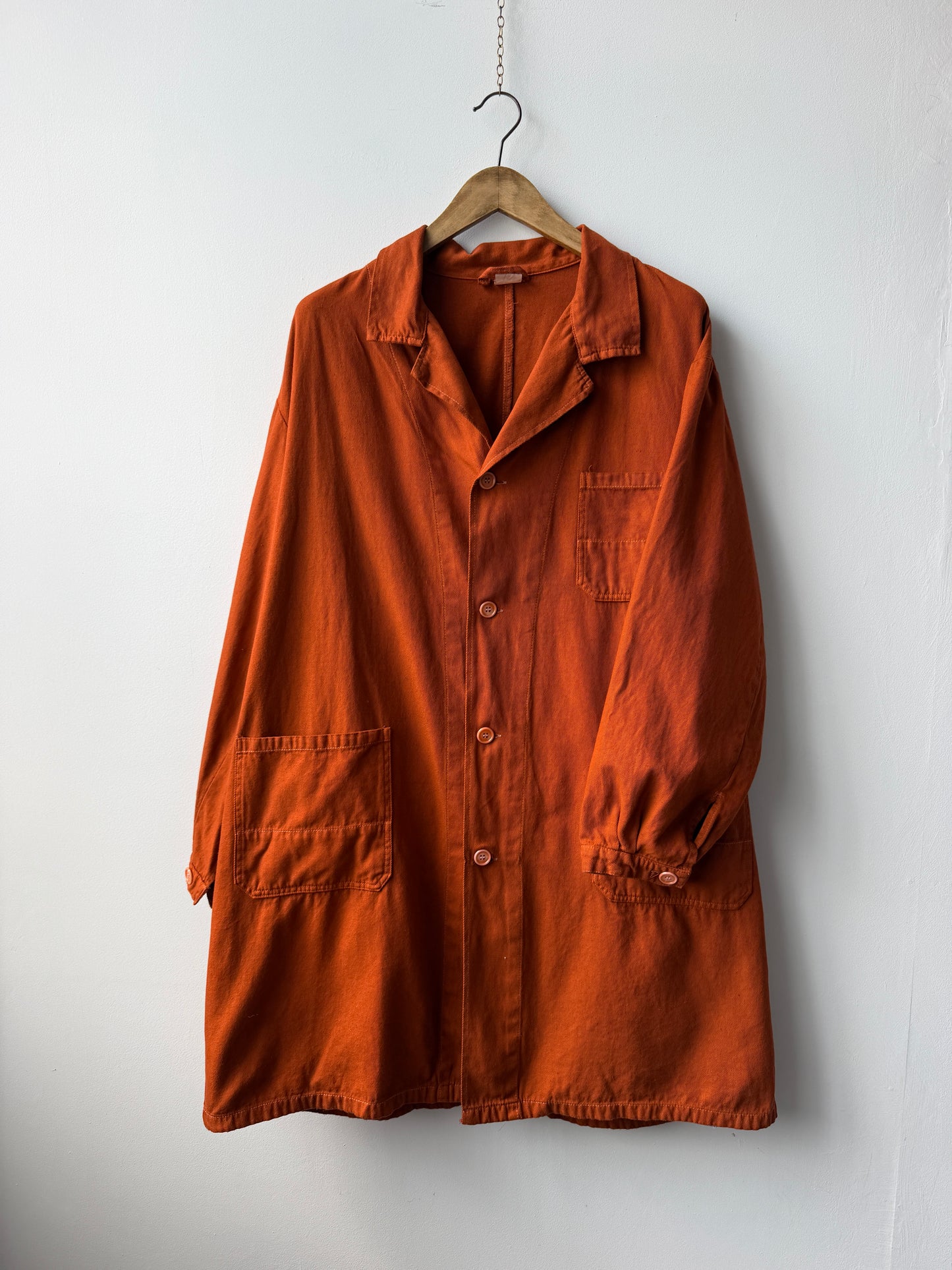 Vintage Duster Shop Coat Workwear Jacket Burnt Orange