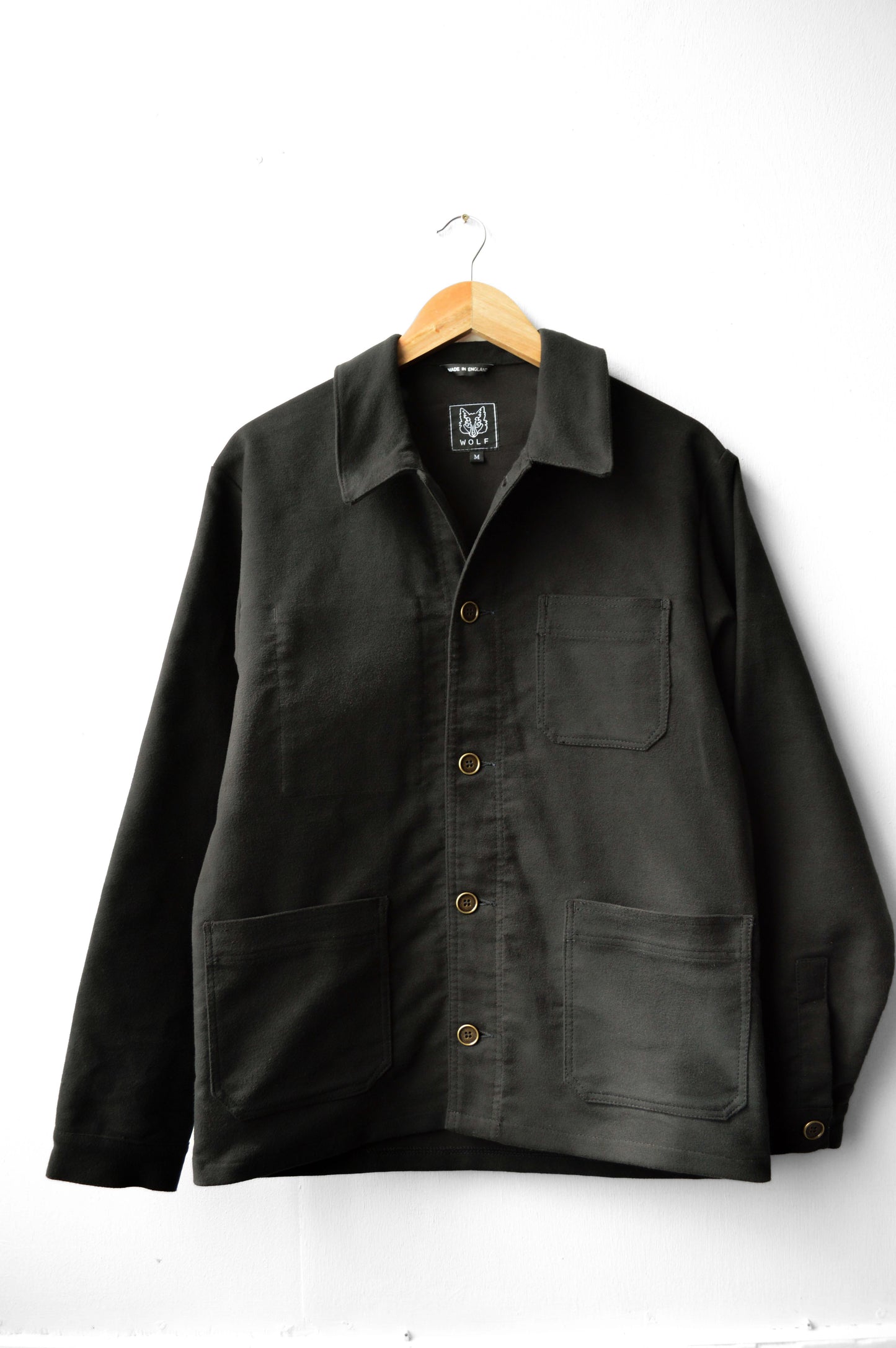 Black French Moleskin Chore Jacket Made In England