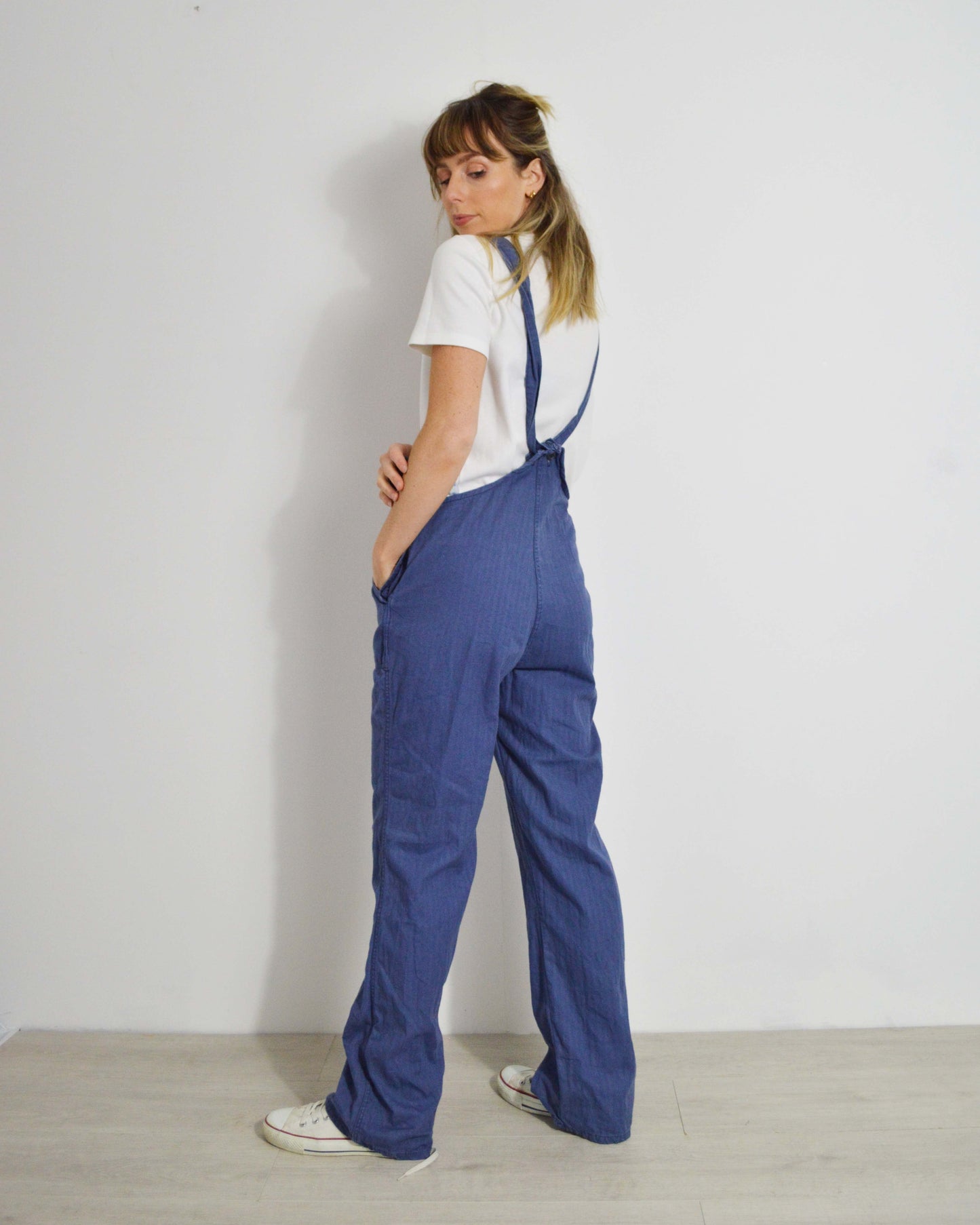 Vintage Herringbone Dungarees Blue - Small