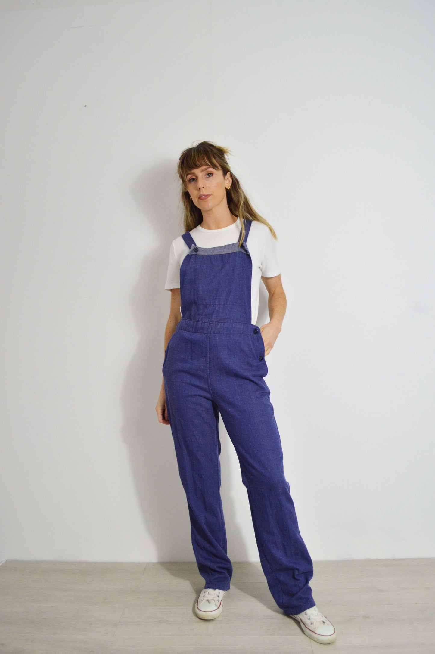 Vintage Soft Cotton Dungarees Denim Blue - XS