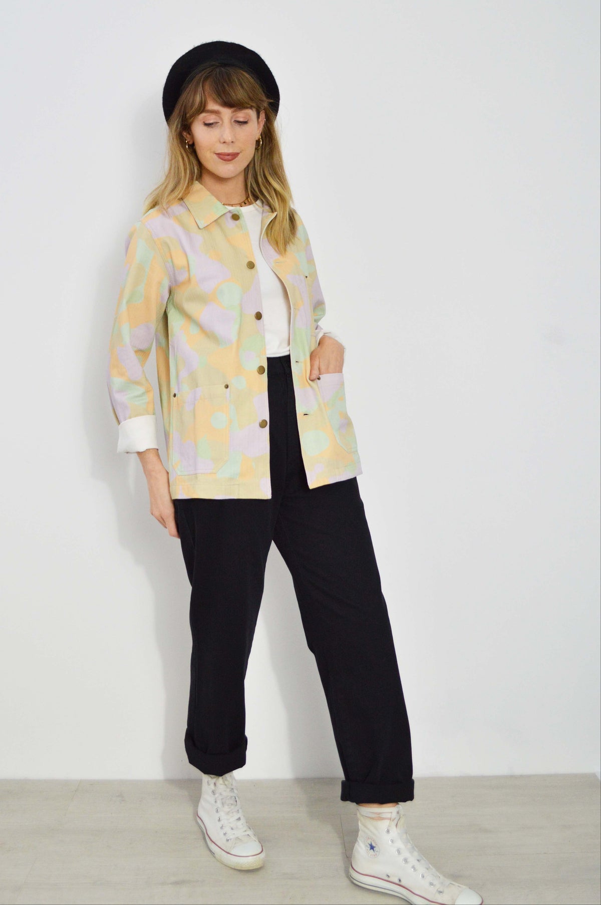 Unisex Herringbone Jungle Pastel Camo Chore Jacket