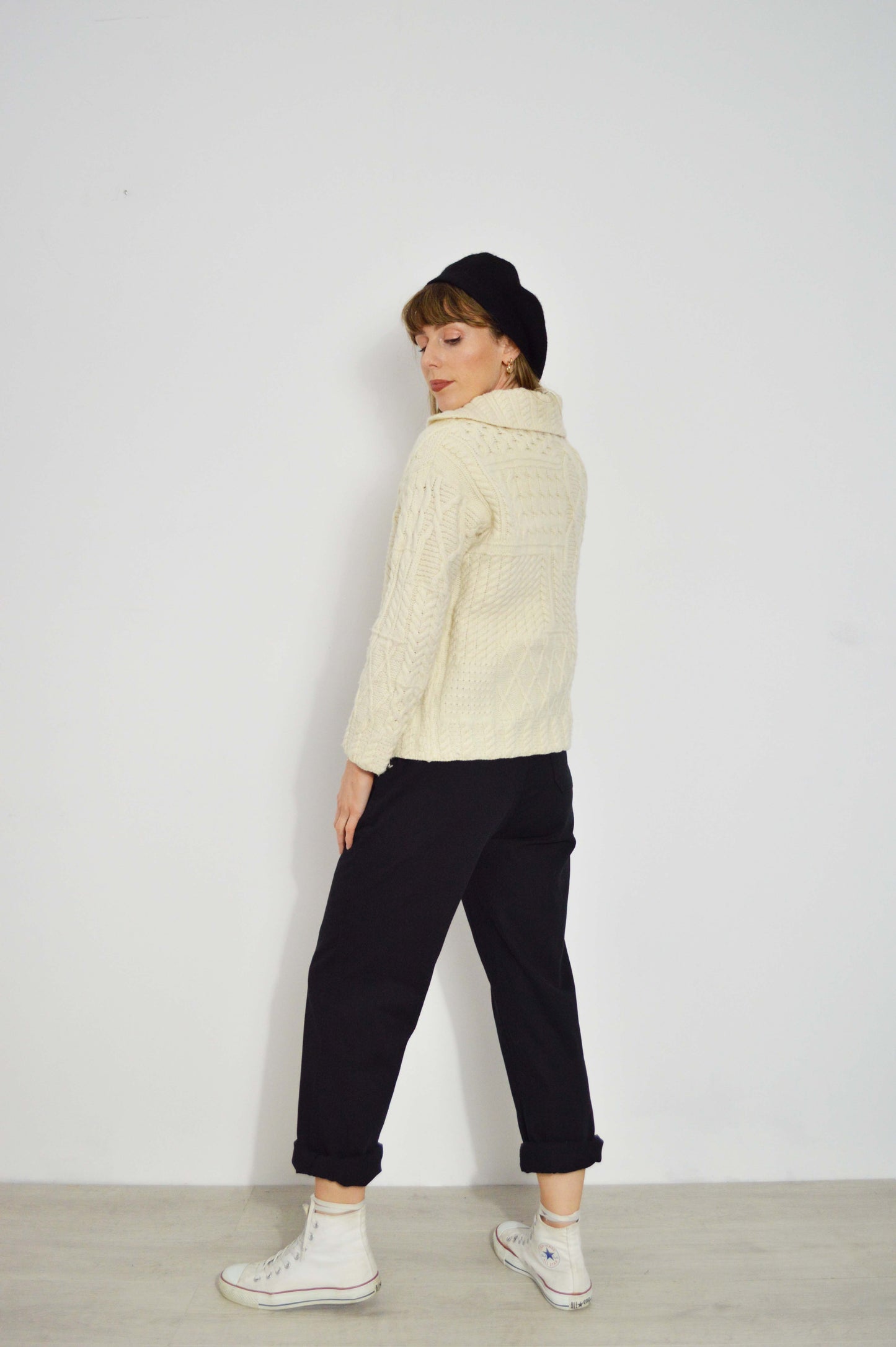 Vintage Cardigan Merino Irish Wool Cream