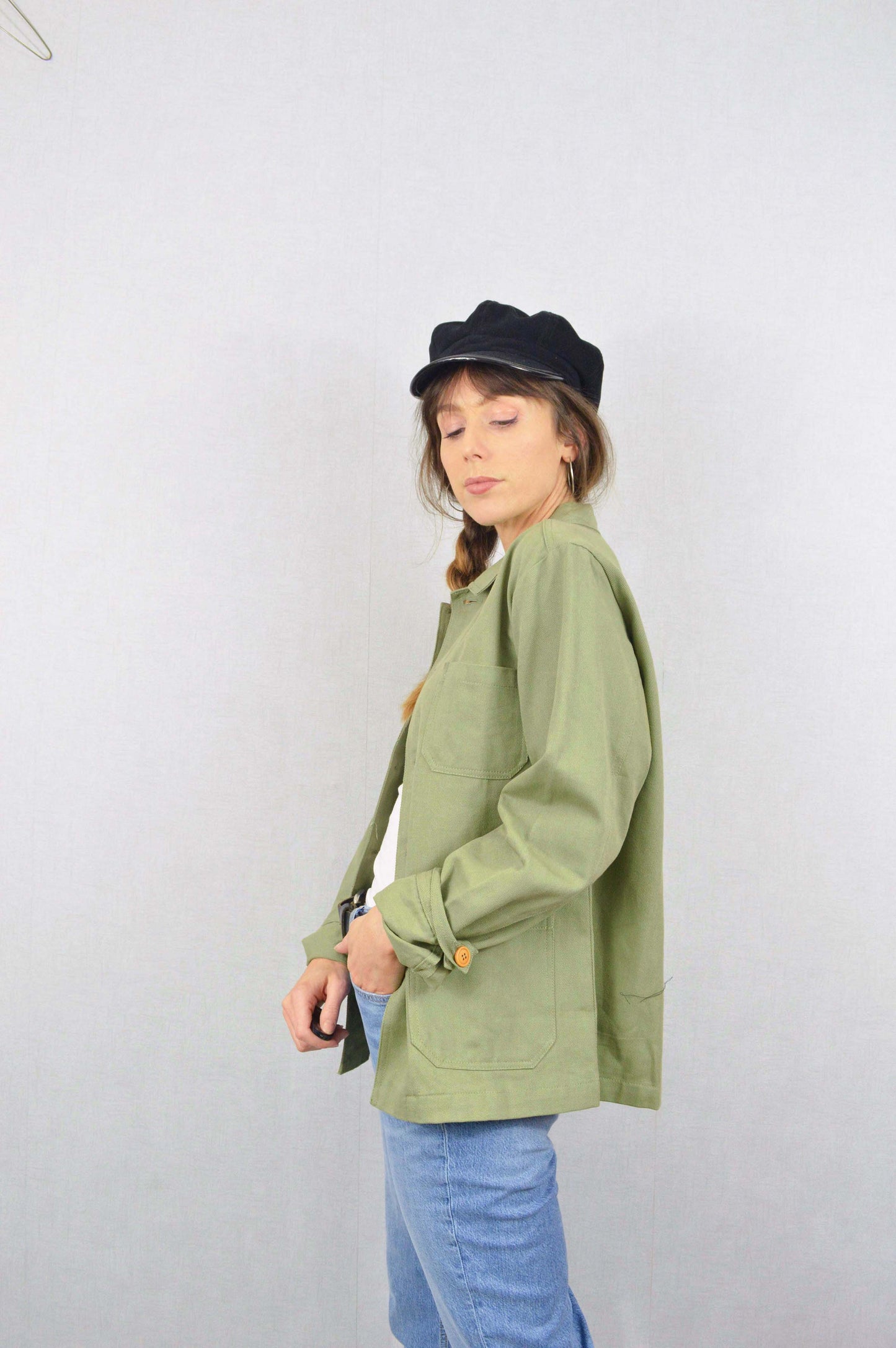 Arbeitsjacke aus französischem Baumwolltwill in Grün
