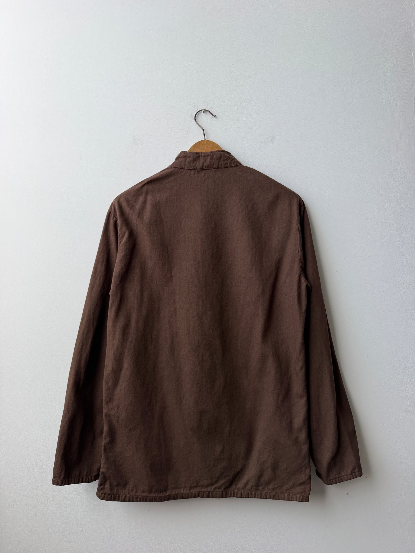 Vintage Brown Herringbone Chore Jacket Nehru Mandarin Collar