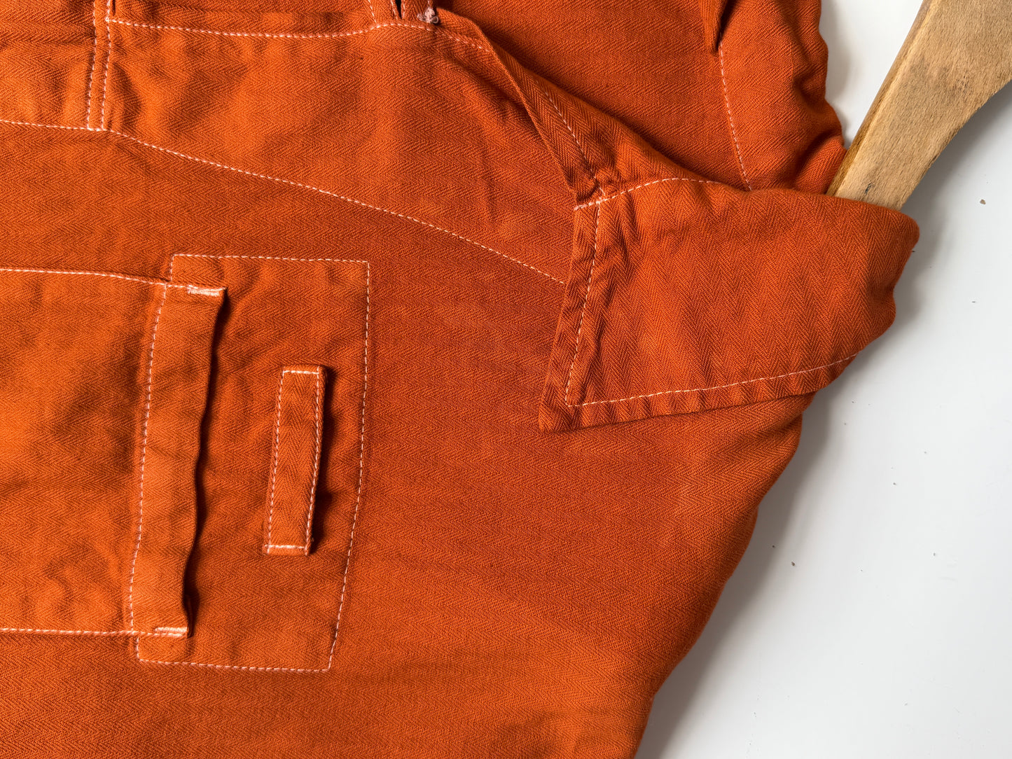 Vintage Artist Smock Pullover Top Burnt Orange 3/4 Sleeve