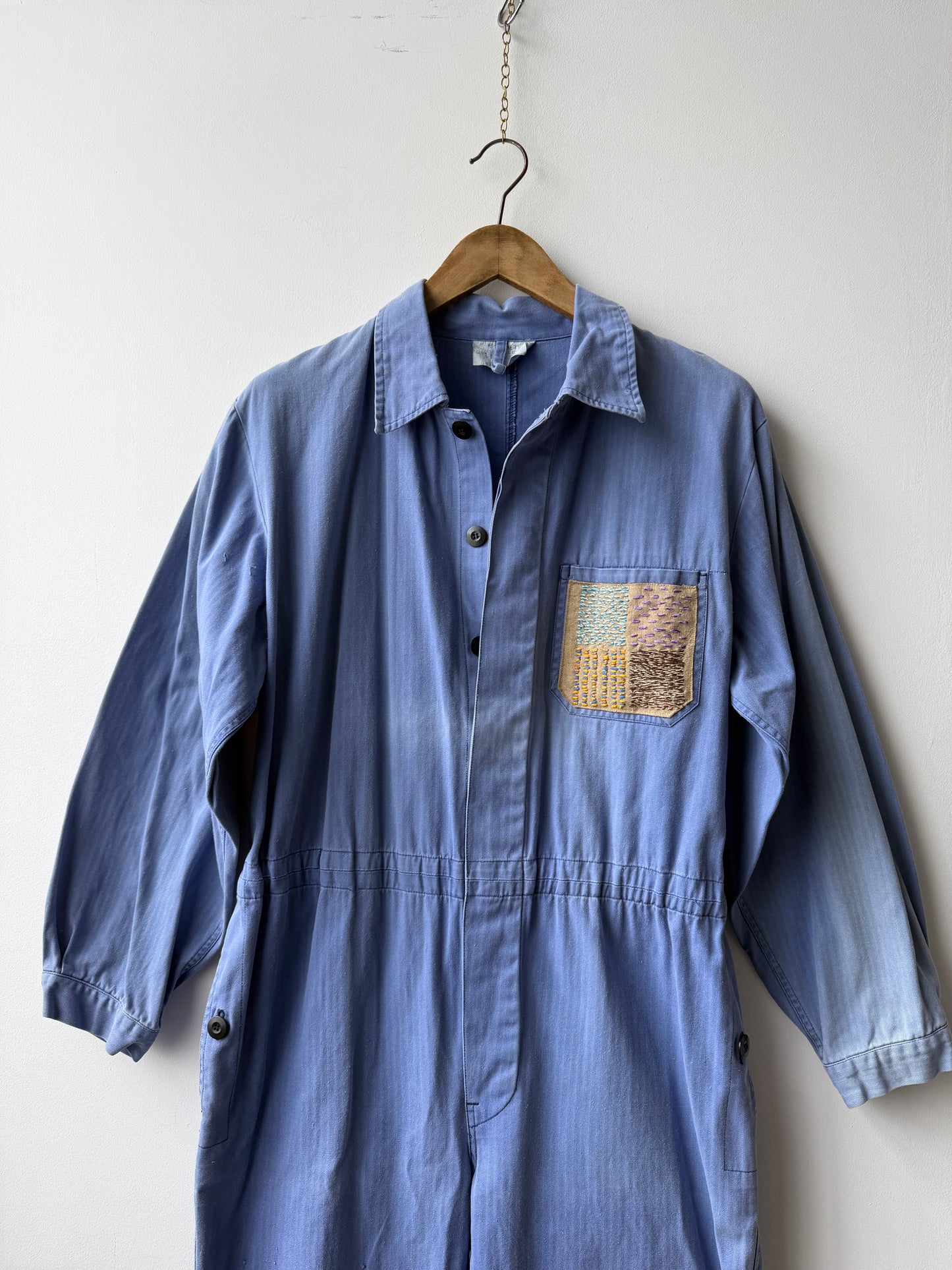 Vintage Embroidered Japanese Sashiko Style Patchwork Jumpsuit