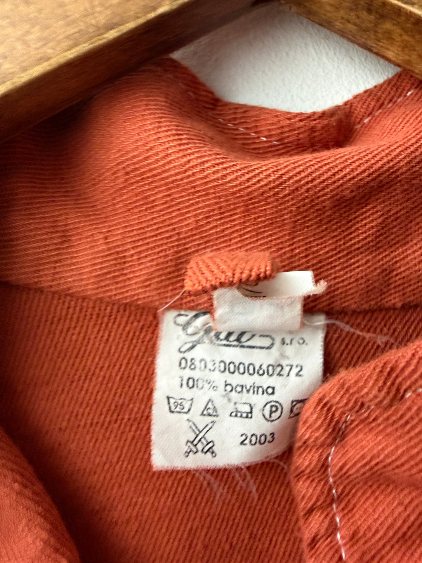 Vintage Burnt Orange Nehru Stand Up Collar Smock Chore Jacket