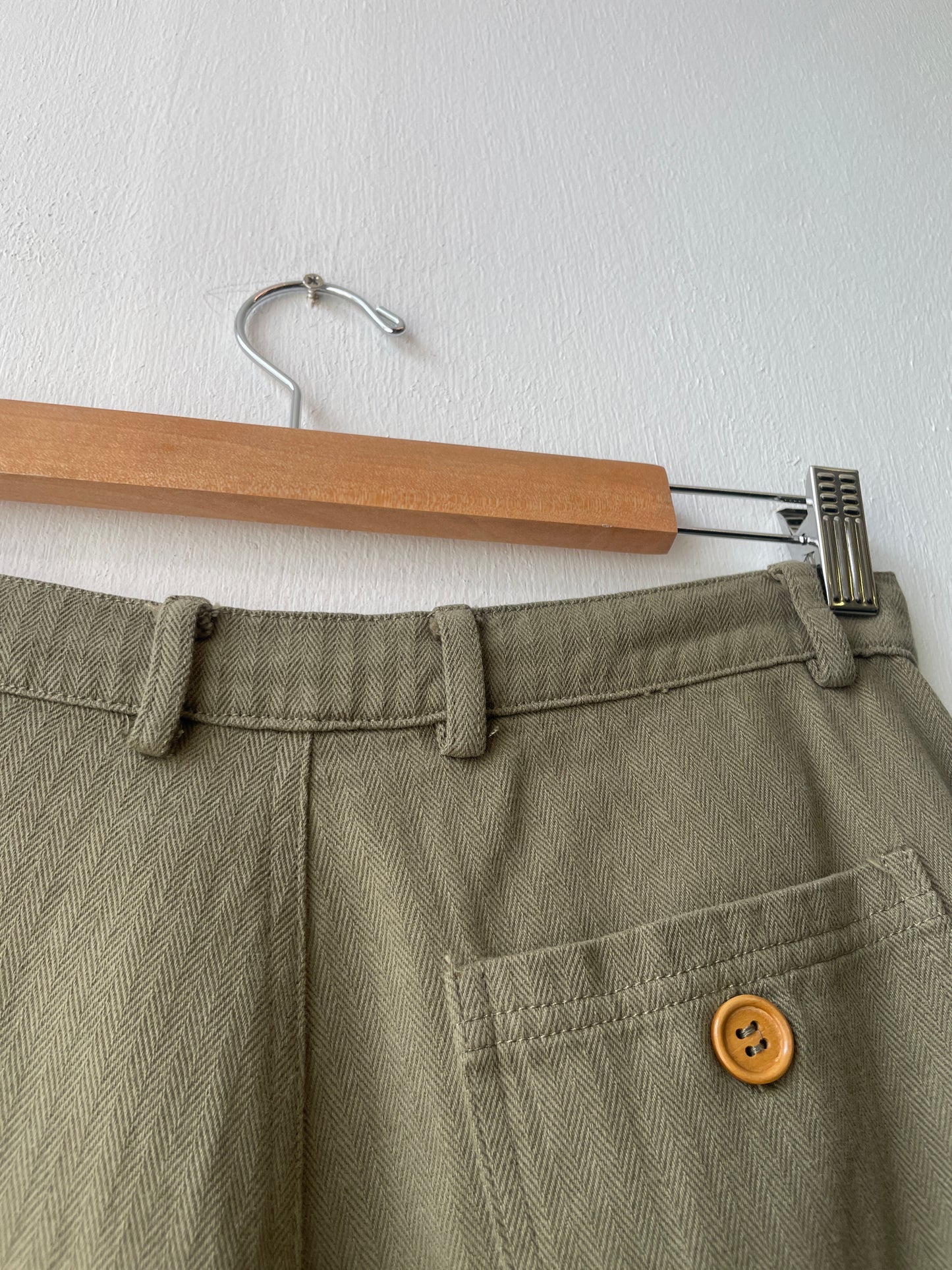 French Work Pants Army Green Herringbone