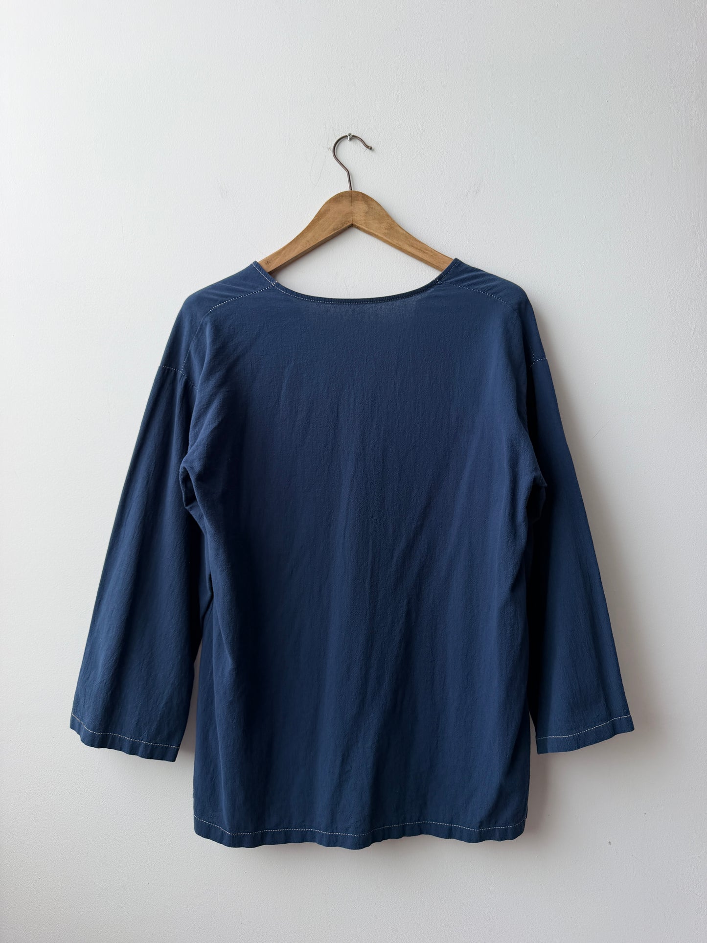 Vintage V Neck Overhead Smock Navy