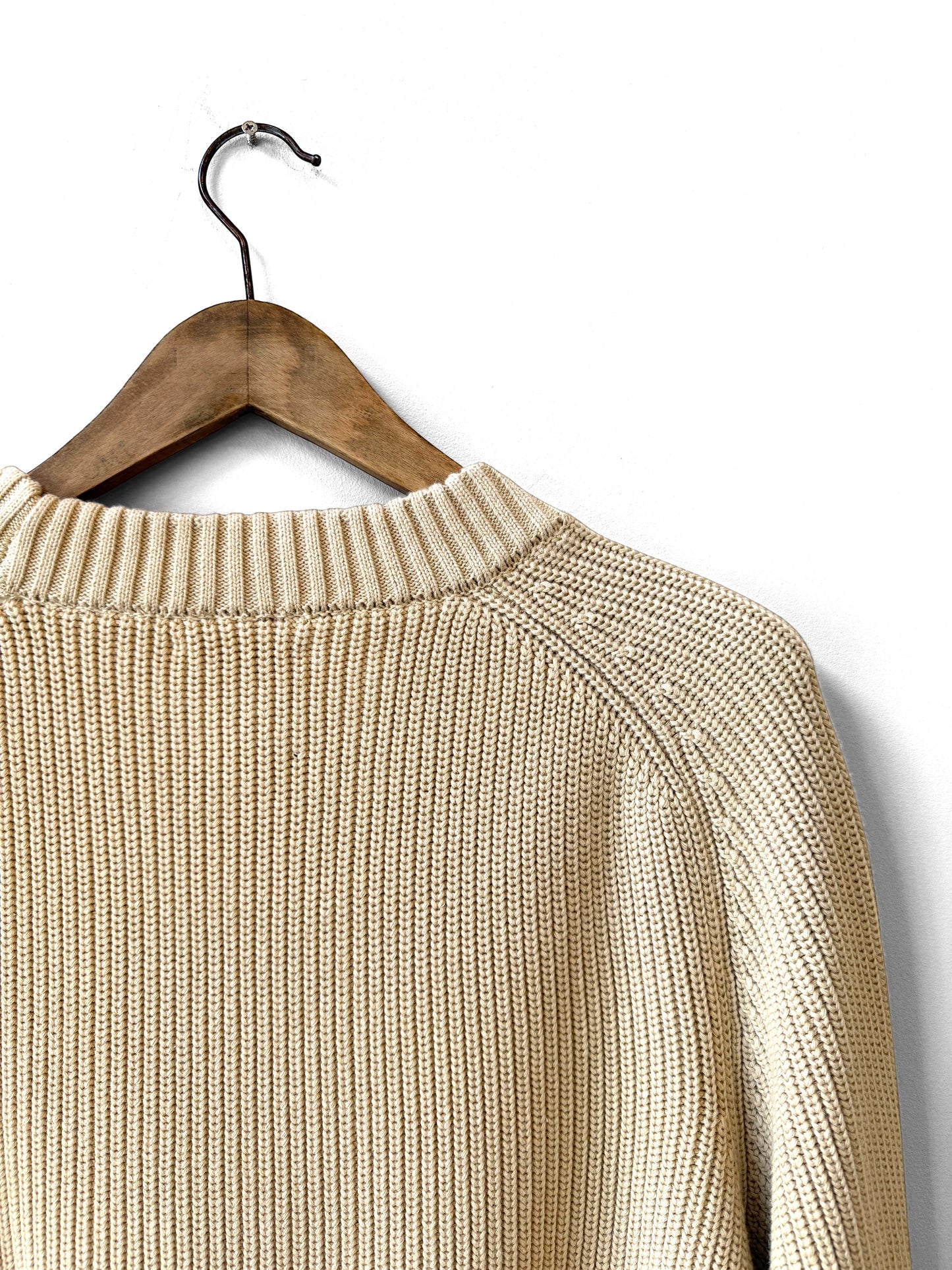 Organic Chunky Knit Fisherman Jumper Ecru Beige