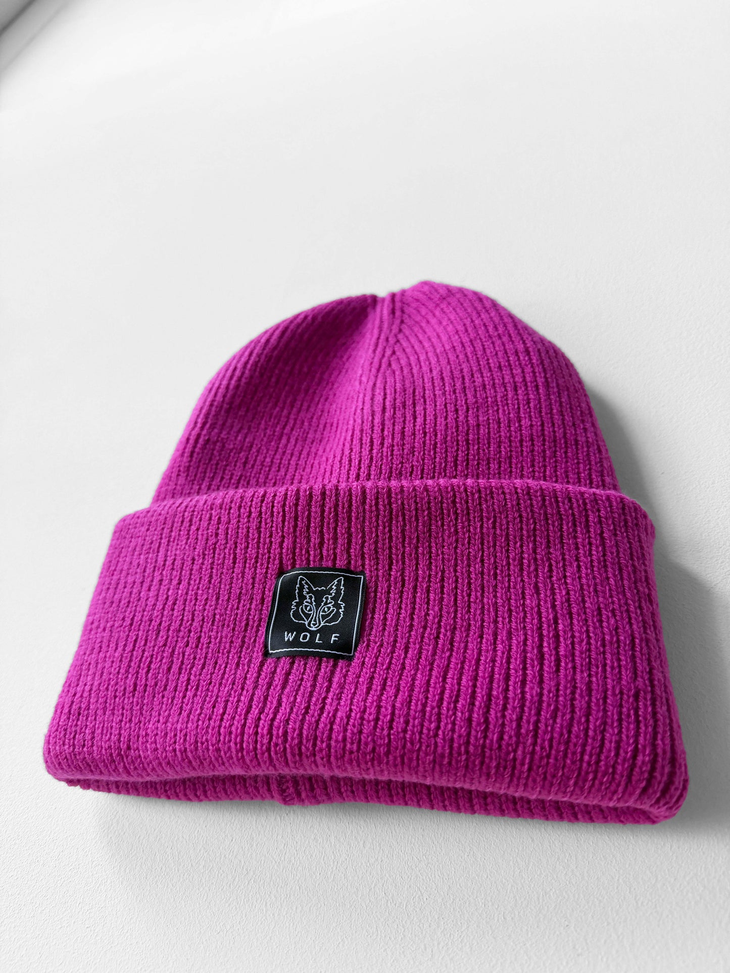 Knitted Fuchsia Pink Beanie Hat Recycled