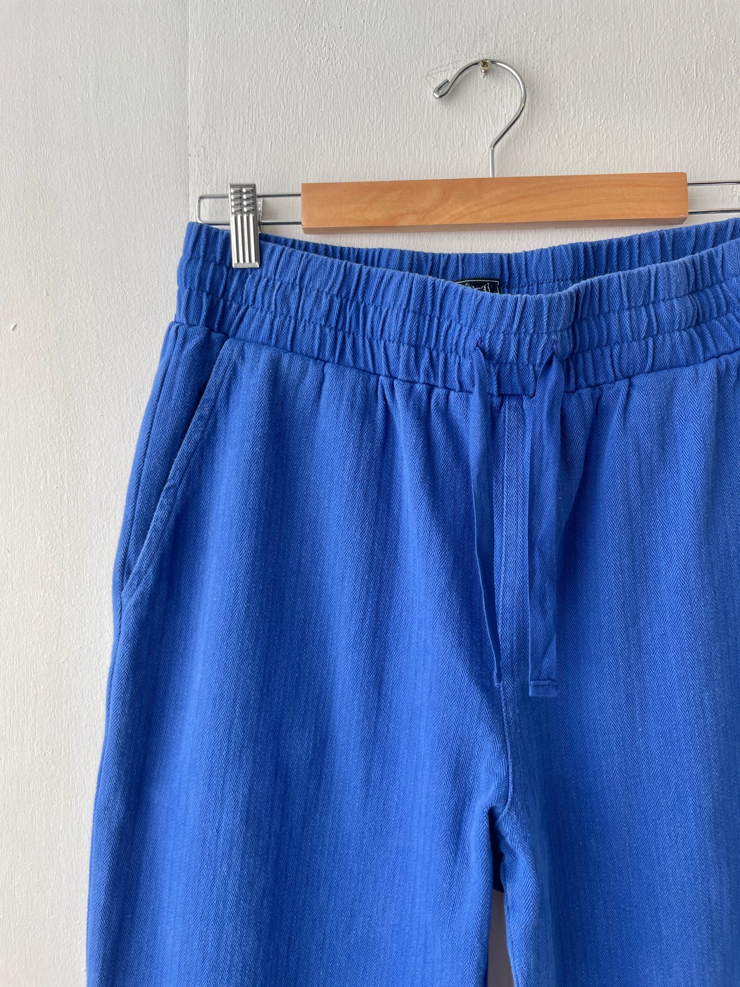 Elasticated Herringbone French Work Pants Bugatti Blue