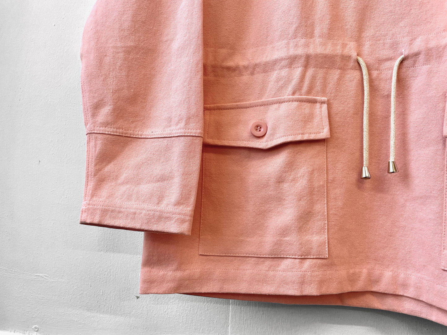 Pastel Pink Cadet Smock 1960s Style Cotton Canvas