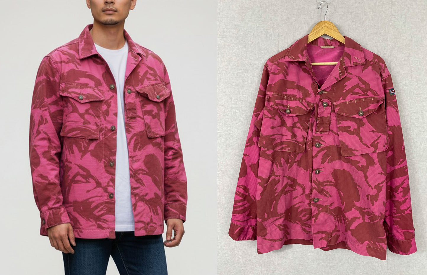 Camisa vintage militar rosa