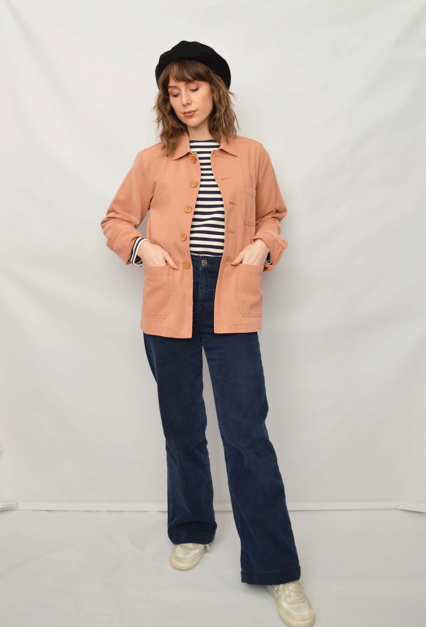Herringbone Dusty Rose Peach Pink Chore Jacket