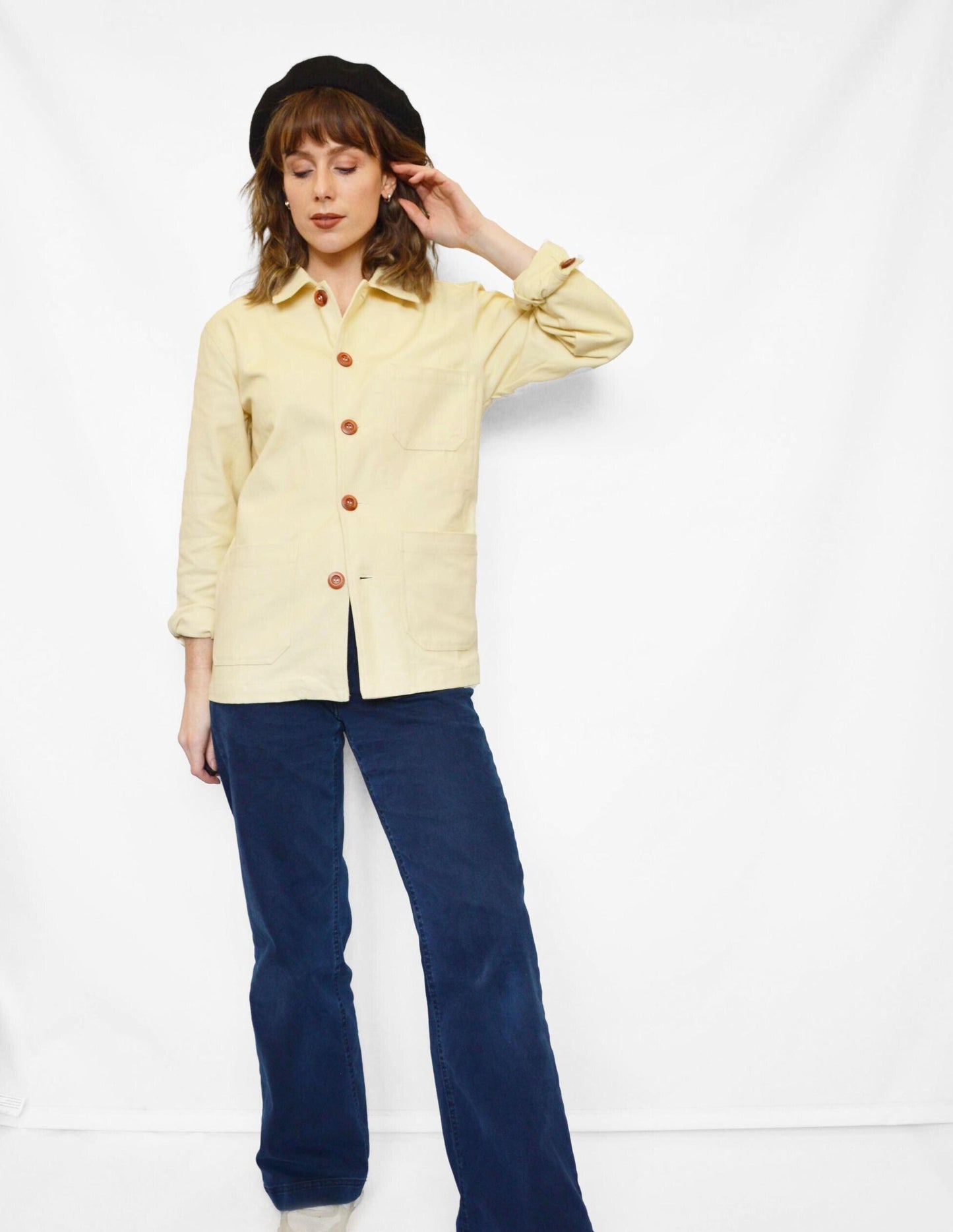 60s Style Ecru Cotton Canvas Chore Jacket