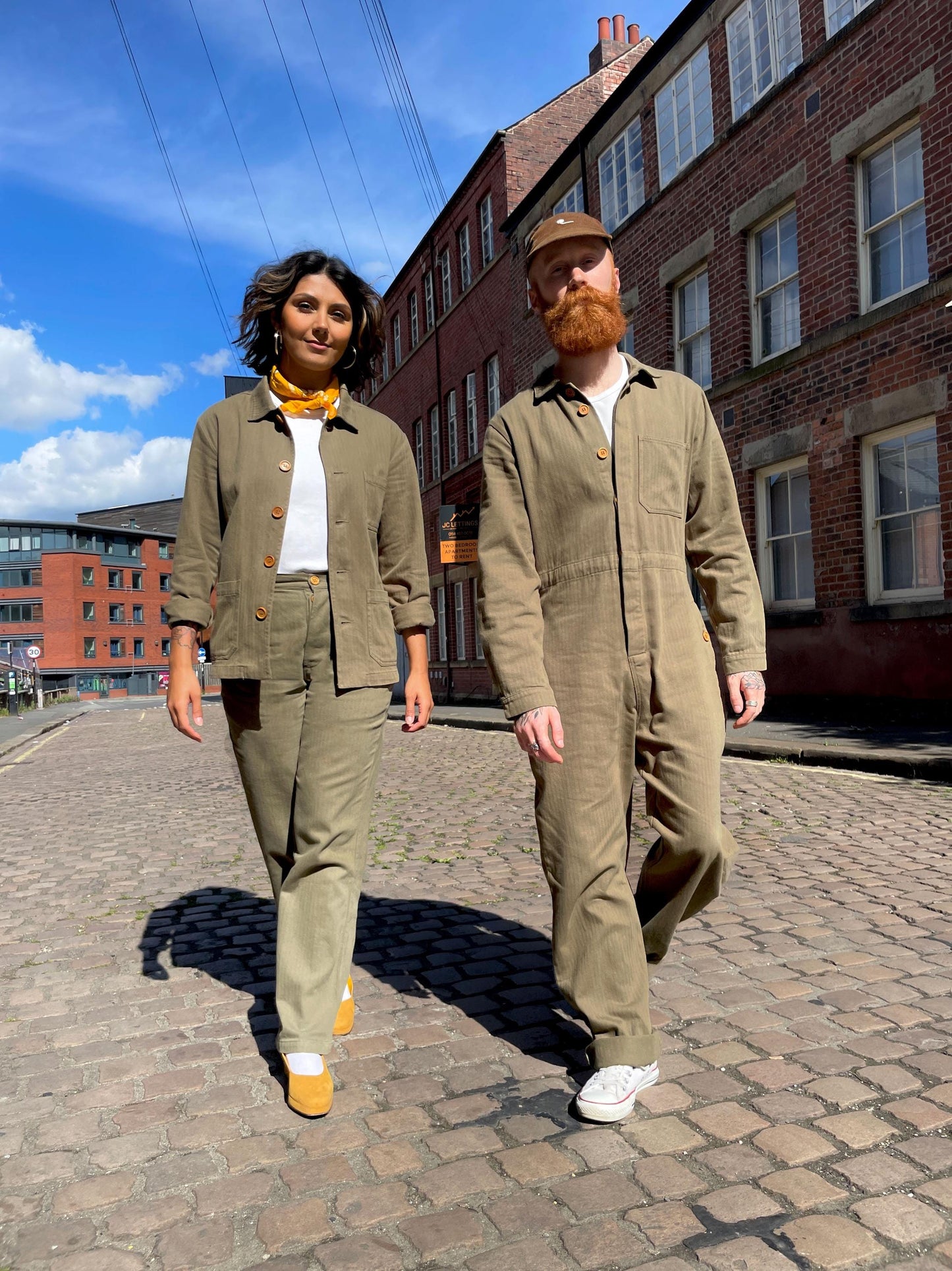 French Workwear Suit Faded Herringbone