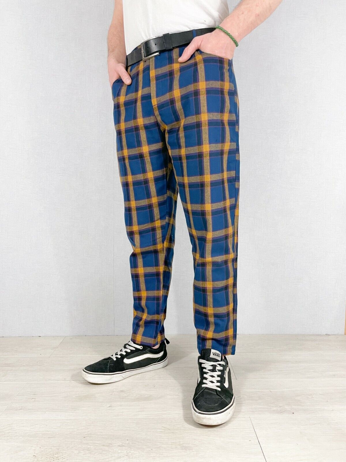 Slim Fit-Hose mit Schottenkaromuster Marineblau