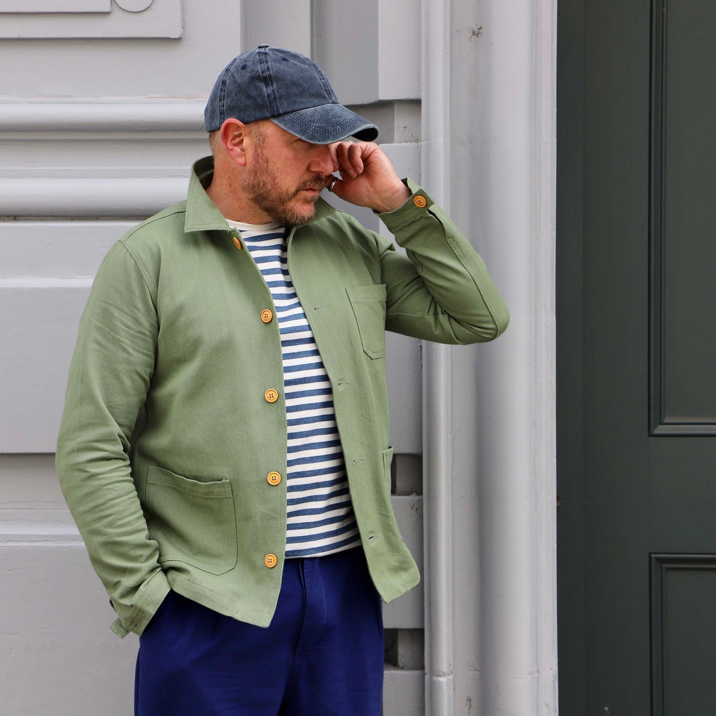 Arbeitsjacke aus französischem Baumwolltwill in Grün