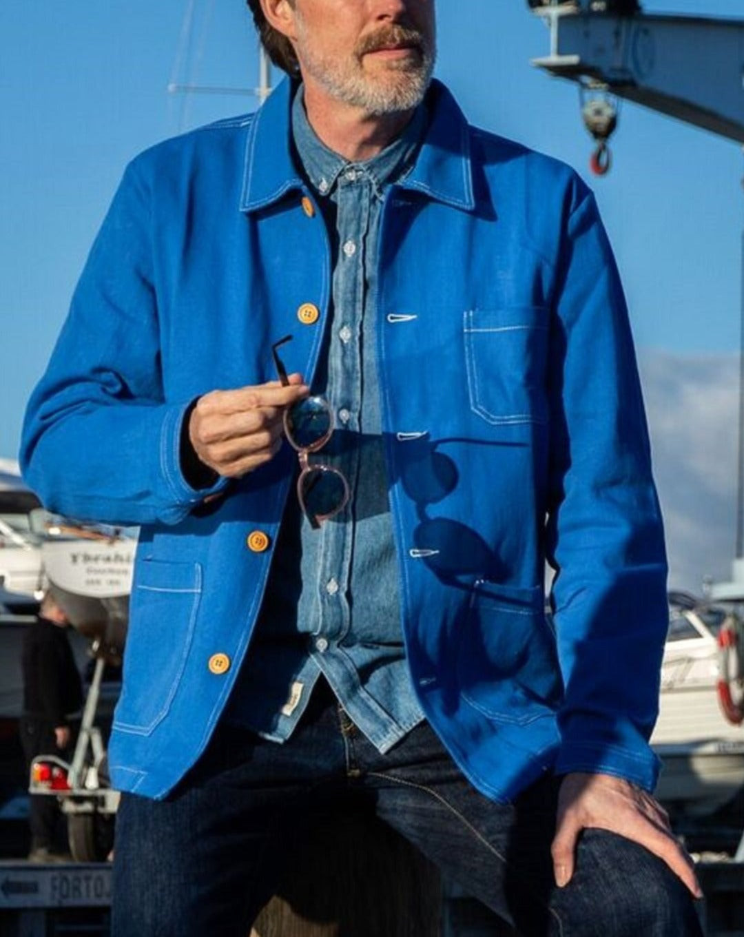 French Cotton Twill Chore Jacket Cobalt Blue – Wolf Clothing