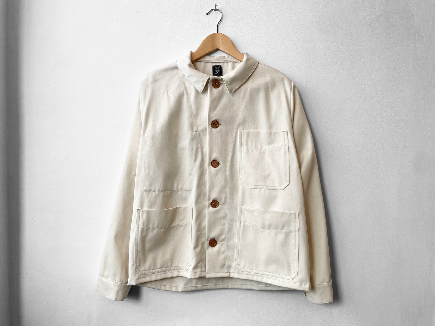 Washed Cream Recycled Fabric Chore Jacket - 2XL