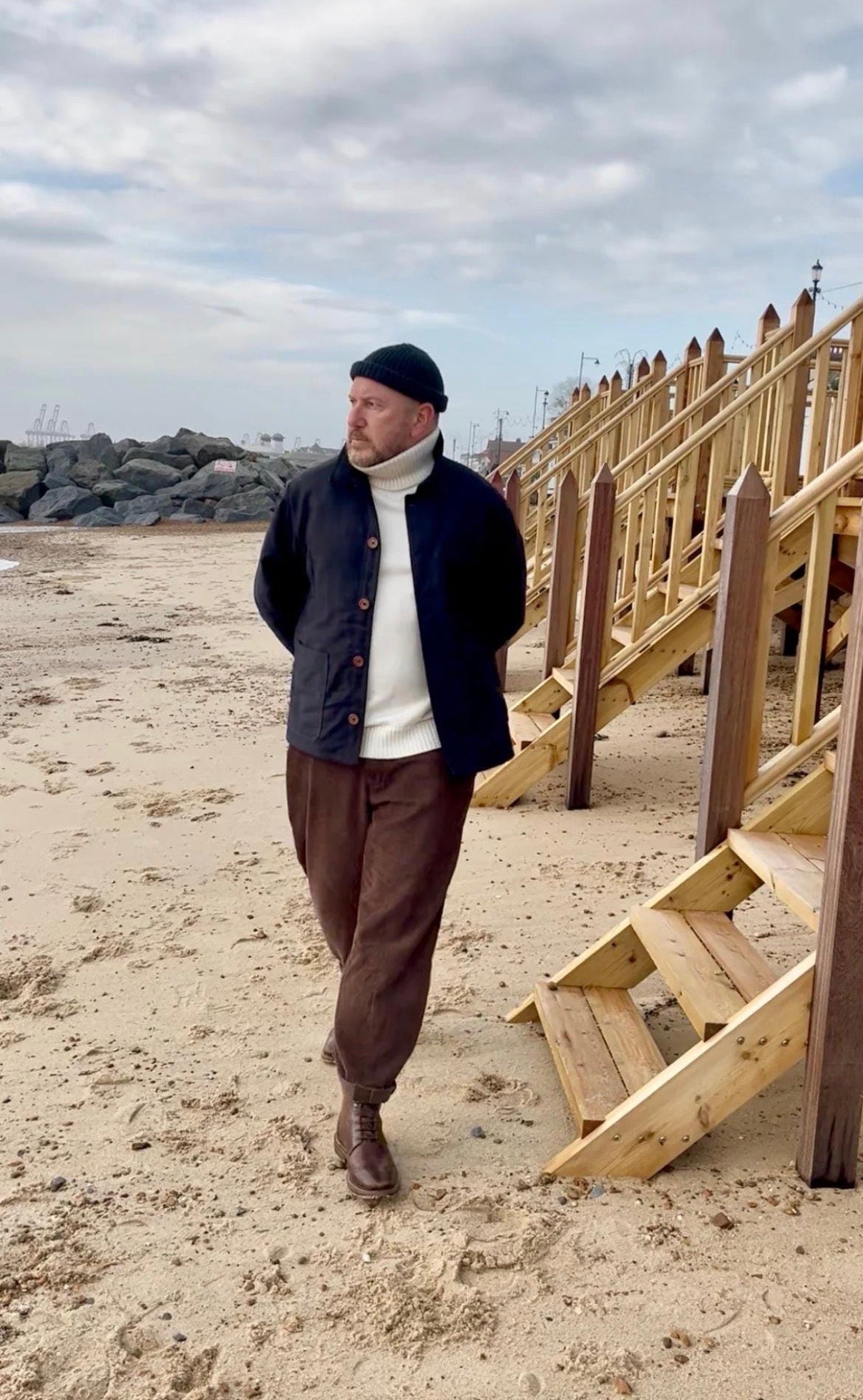 Ink Blue French Moleskin Chore Jacket Made In England