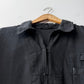 Vintage Artist Smock Pullover Collared Herringbone Black