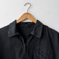 Vintage Artist Smock Pullover Collared Herringbone Black