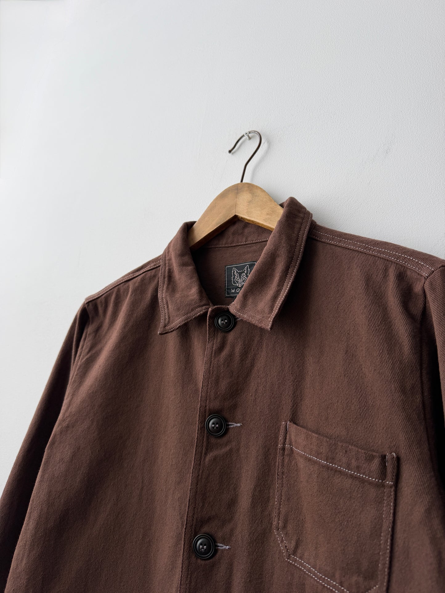 Brown French Chore Jacket 60s Style Cotton Twill Reworked