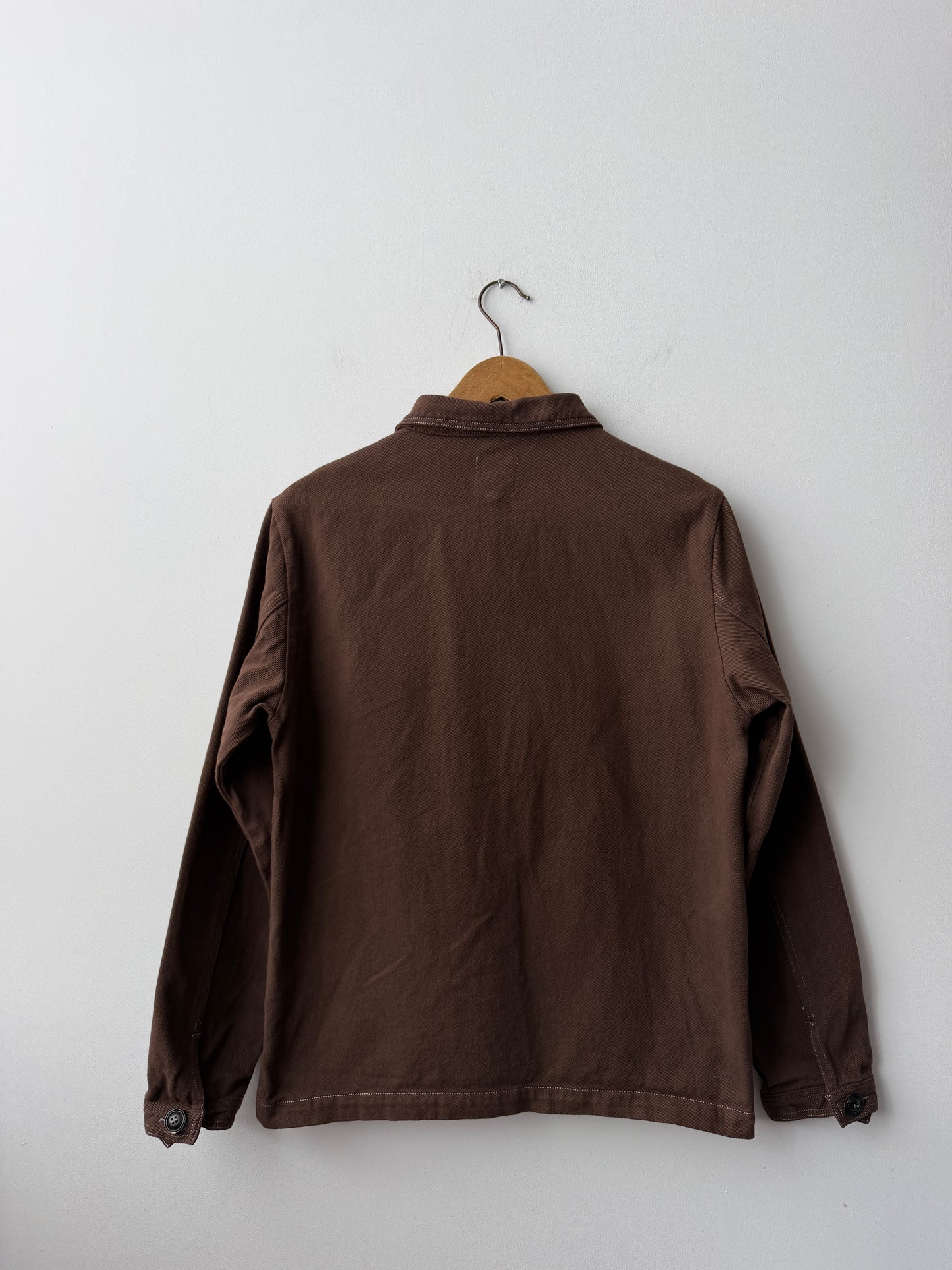 Brown French Chore Jacket 60s Style Cotton Twill Reworked