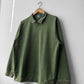 Faded Quarter Zip Sweatshirt Bottle Green Washed Cotton