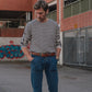 Sweatshirt mit Breton-Muster aus schwerer Baumwolle