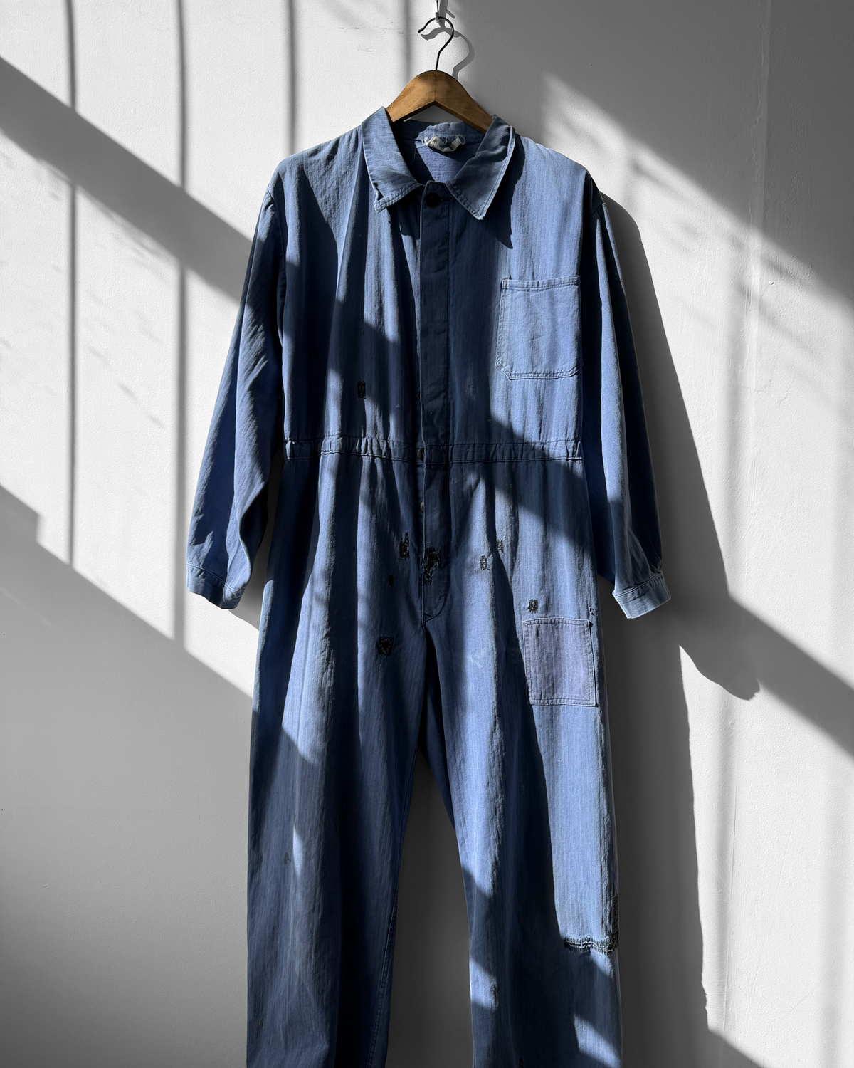 Vintage Repaired Workwear Jumpsuit Blue