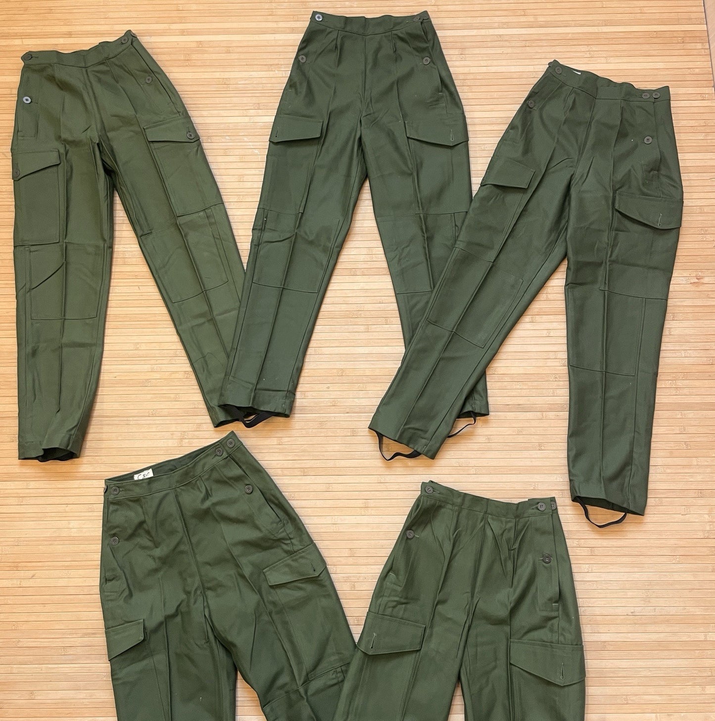 5 x Vintage Army Cargo Trousers - High Waist Swedish - Wholesale Job Lot