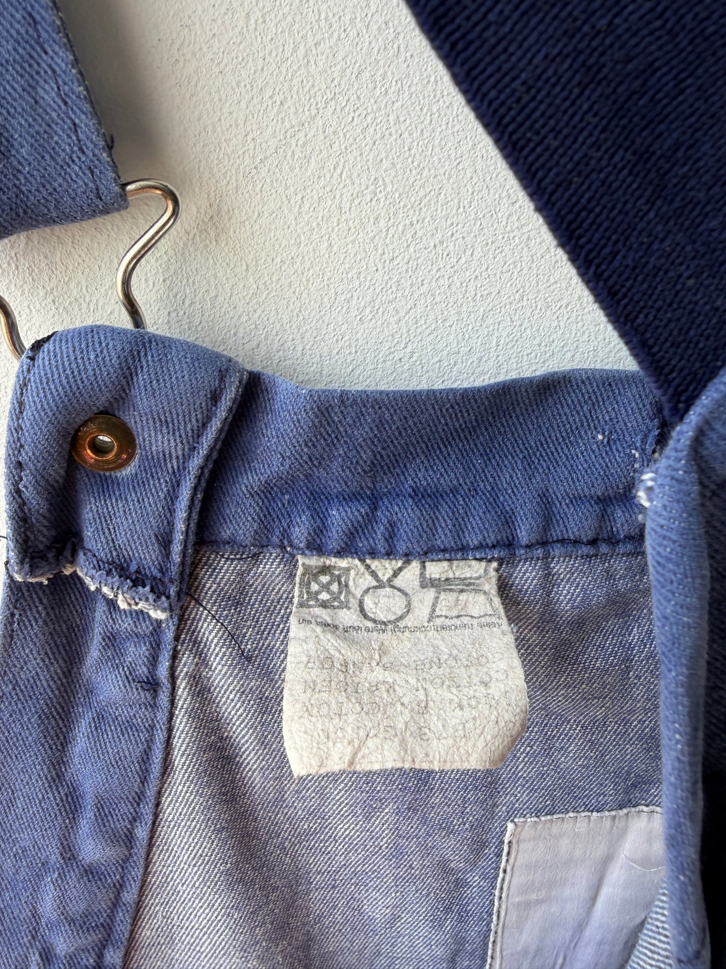 Vintage Patched Painters Workwear Dungarees Chalk Blue