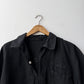 Vintage Artist Smock Pullover Collared Herringbone Black