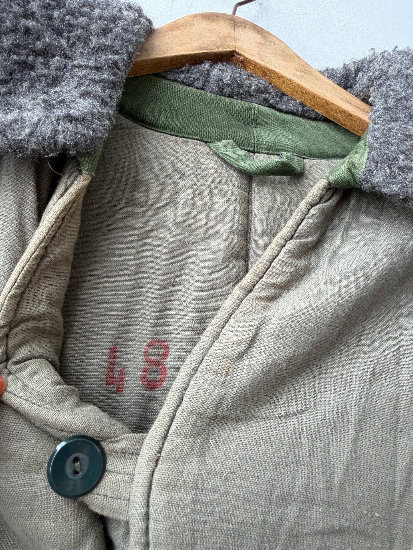 Vintage Cotton 1960s Parka Liner Khaki