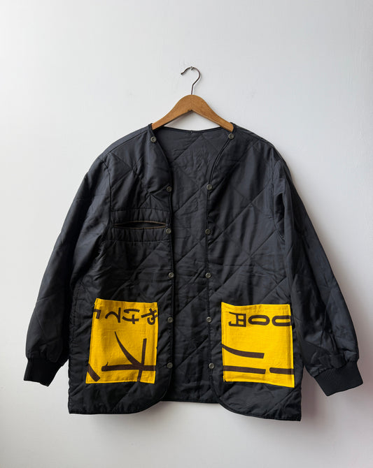 Vintage Black Liner Reworked Japanese Yellow Pockets