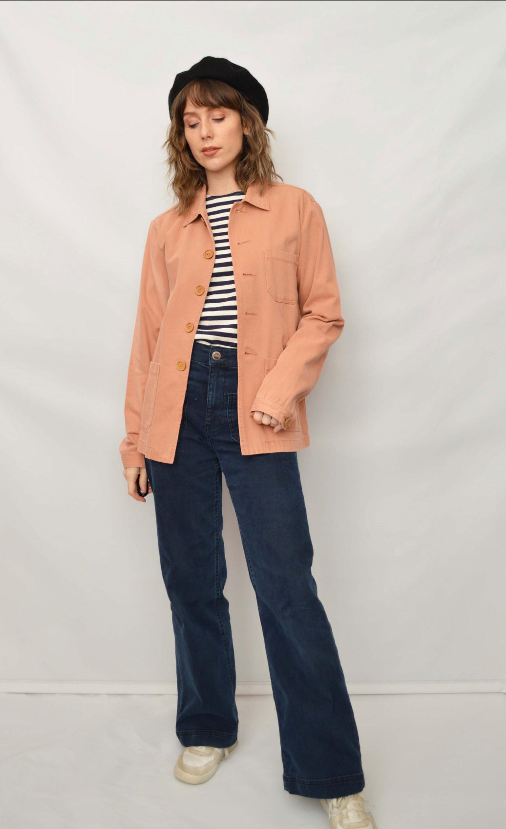 Herringbone Dusty Rose Peach Pink Chore Jacket