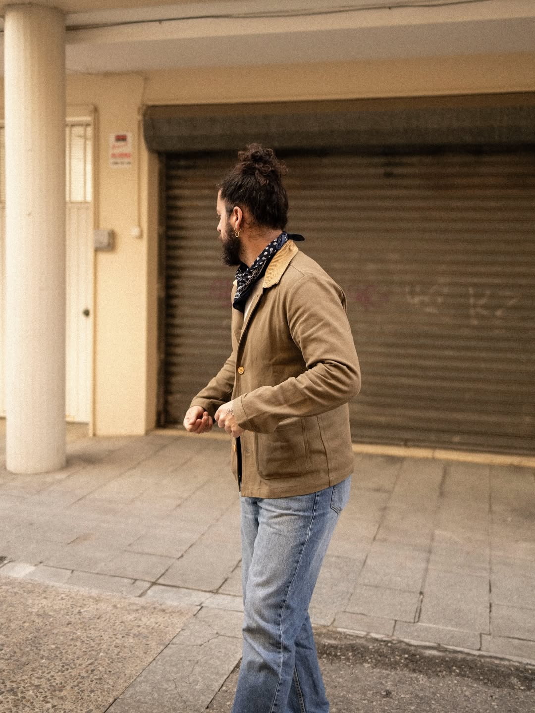 Chaqueta de trabajo de sarga de algodón francesa de pana
