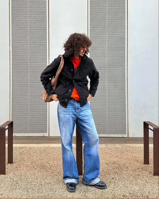 Black French Moleskin Chore Jacket Made In England